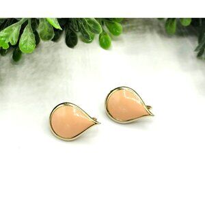 Vintage Gold-Tone and Peach Tear Drop Clip-On Earrings